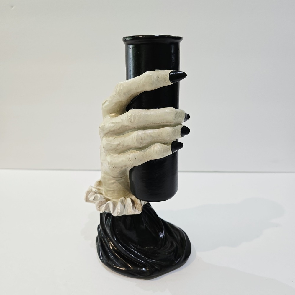 Ashland Halloween Witch Hand Vase Container Black White Tabletop Decor New!